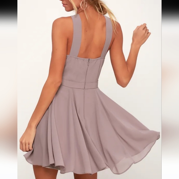 Lulu's Forevermore Taupe Skater Dress - Picture 8 of 10